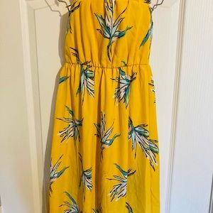 long girl's dress, thin fabric, yellow colors